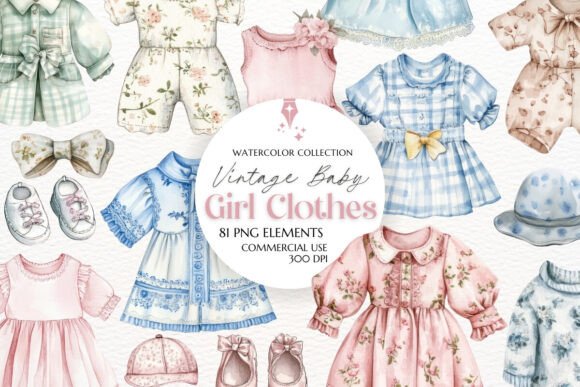 Download Vintage Baby Girl Clothes Clipart PNG - Girl clothes Collection