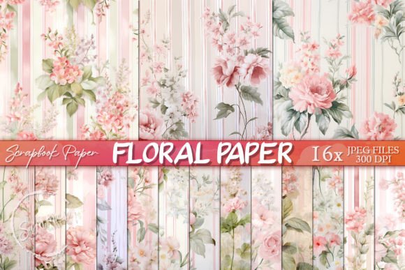 Download Light Pink White Floral Stripe Papers - Pink white Collection